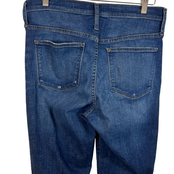 J. Crew Blue Distressed 9" High Rise Raw Hem Toothpick Size 31 - Picture 6 of 10
